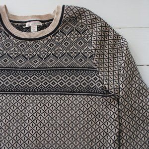 GAP Fair Isle Navy and White Festive Holiday Pullover Knit Sweater